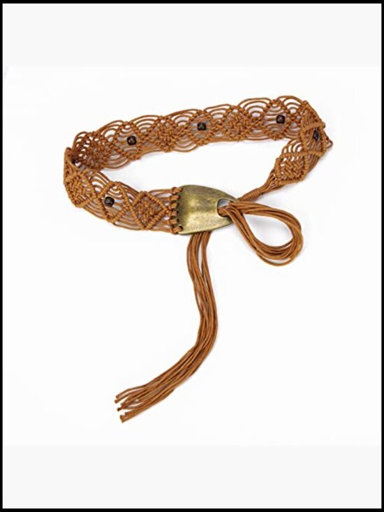 Wax Rope Bohemian Braid Waist Belt with Alloy Buckle main image 4